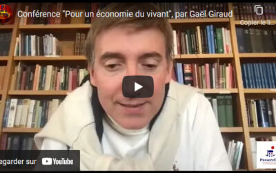 Gaël Giraud : conférence « pour une économie du vivant » | Vidéo